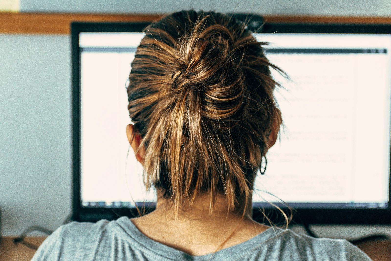 Person sedd bakifrån framför en datorskärm