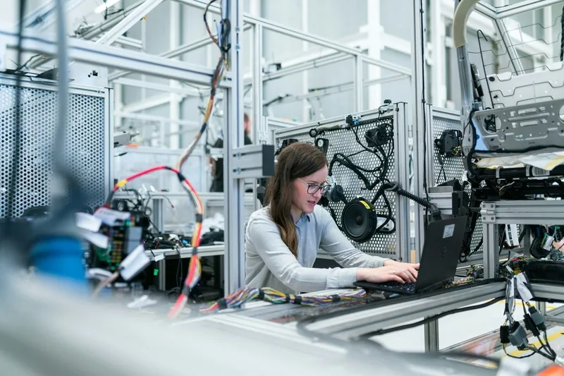 Tekniker som programmerar en automationsrigg